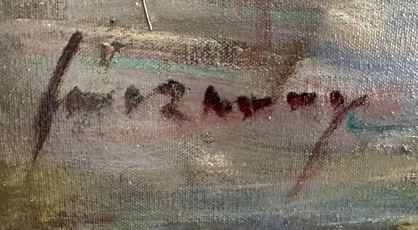 Epifanio Irizarry - "Veleros" Óleo sobre canvas. Con marco. 30"x36".